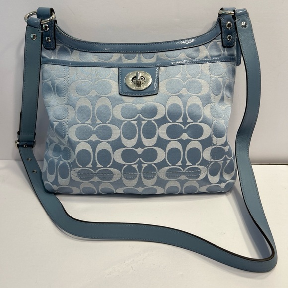 Coach Handbags - COACH PENELOPE SIGNATURE SATEEN CONVERTIBLE SHOULDER POOL BLUE NWOT